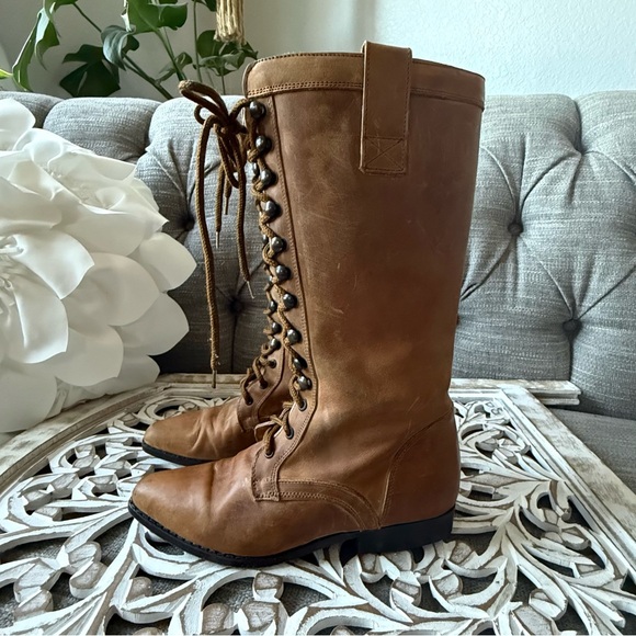 Seychell Brown Leather Lace Up Boots Women’s 5.5 - Picture 3 of 10